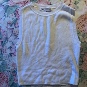Zara Women’s White Knitted Tank Top Size Medium